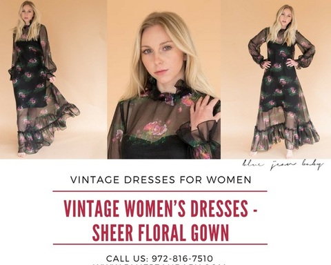 Vintage Women’s Dresses - Sheer Floral Gown.jpg